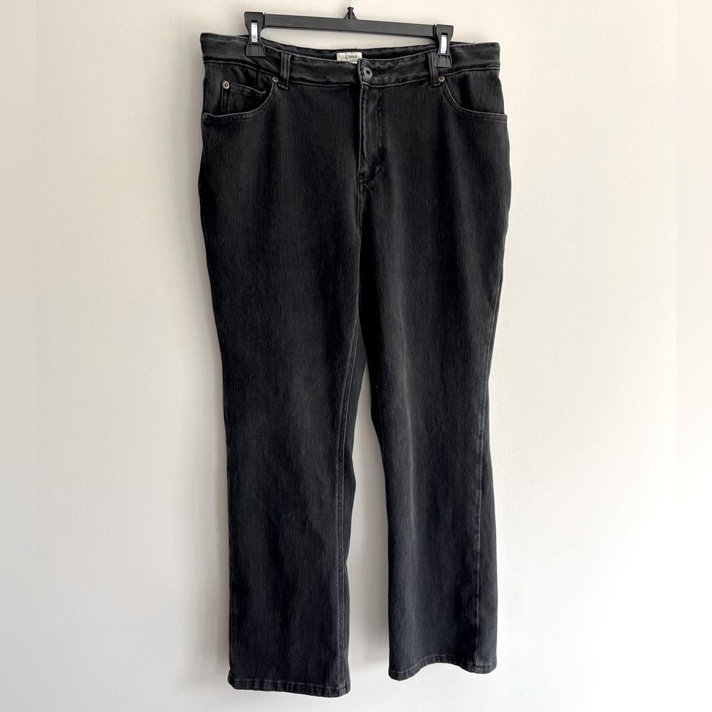 L.l.Bean Soft and Stretchy Classic Black Denim Jeans size 14